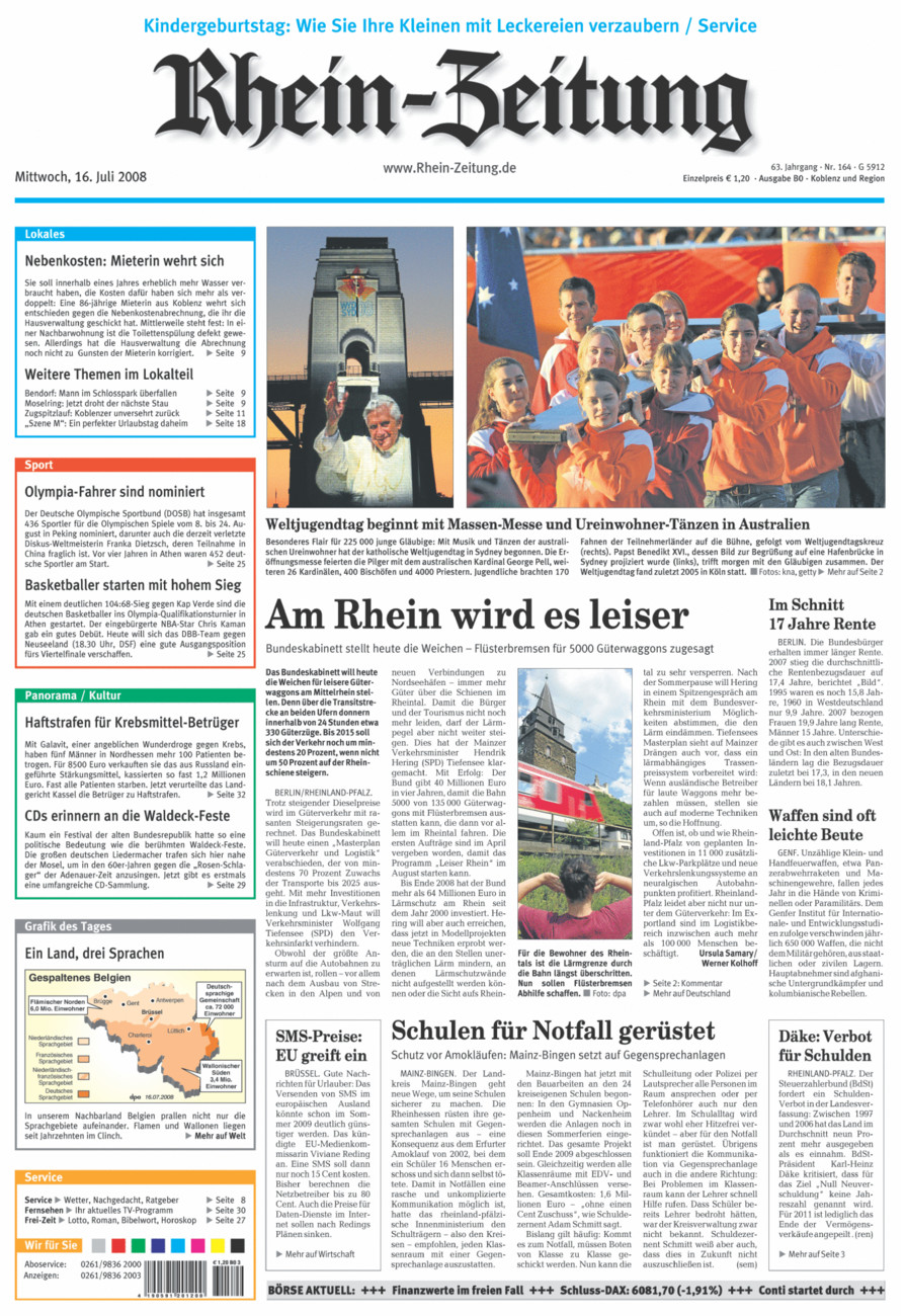 Rhein-Zeitung Koblenz & Region vom Mittwoch, 16.07.2008