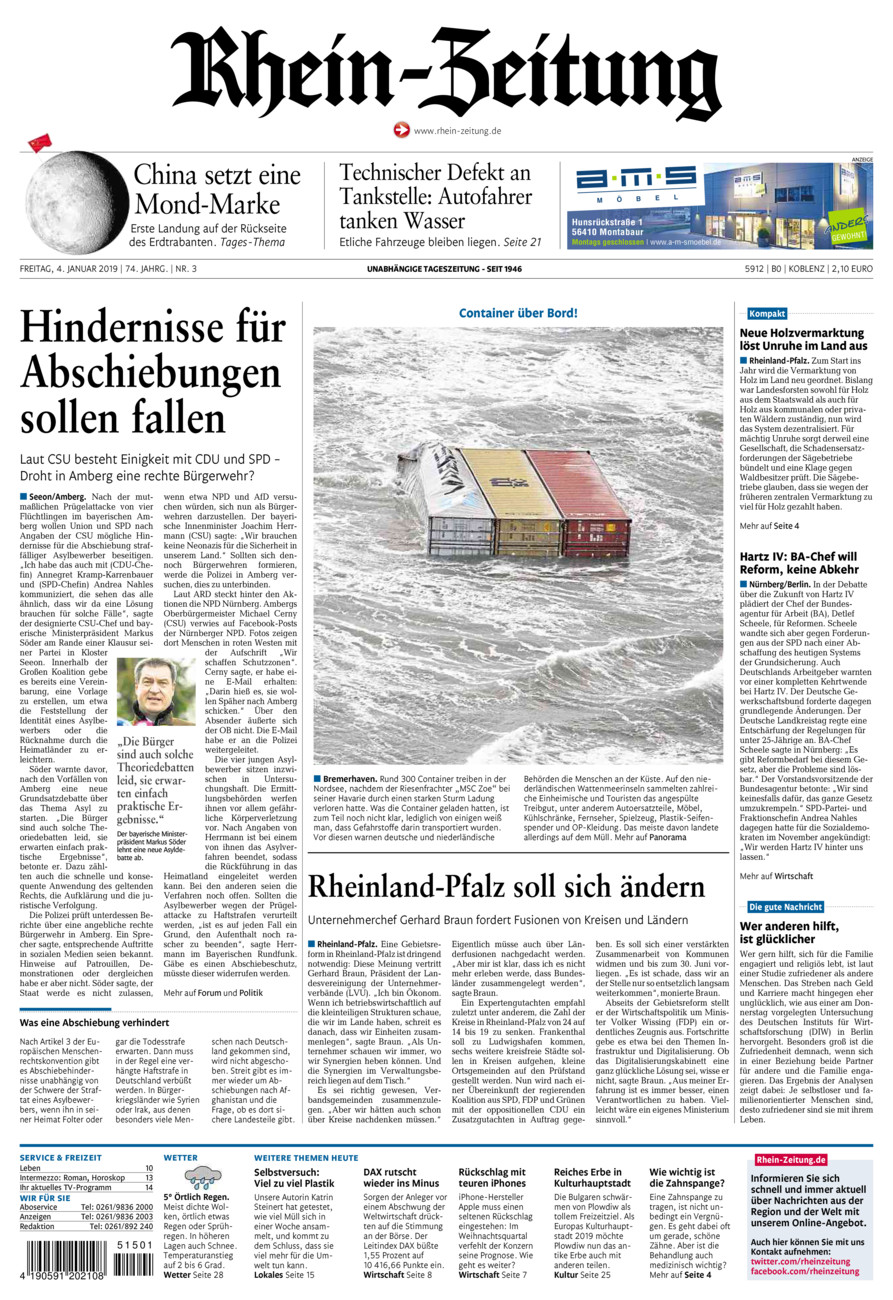 Rhein-Zeitung Koblenz & Region vom Freitag, 04.01.2019