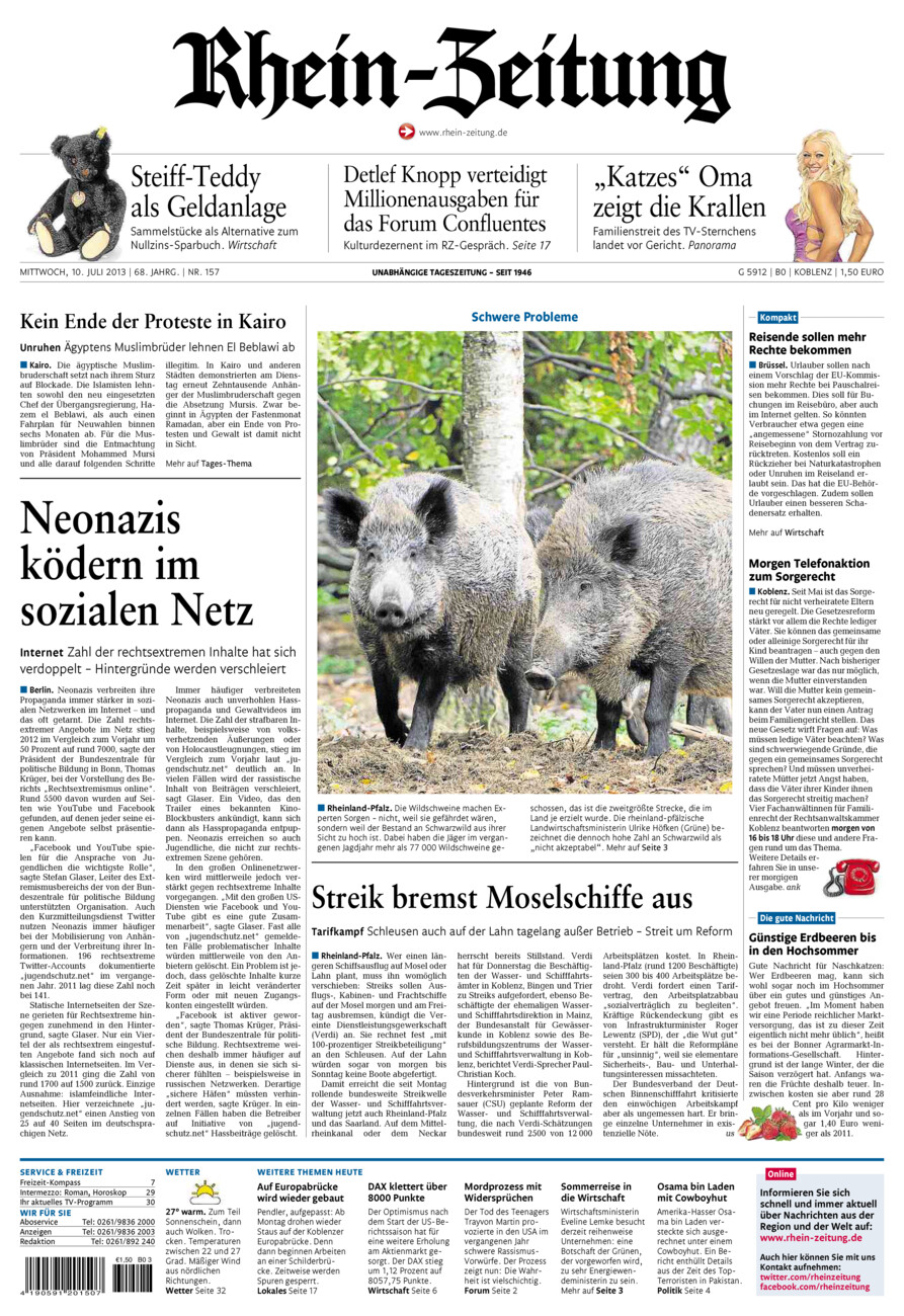 Rhein-Zeitung Koblenz & Region vom Mittwoch, 10.07.2013