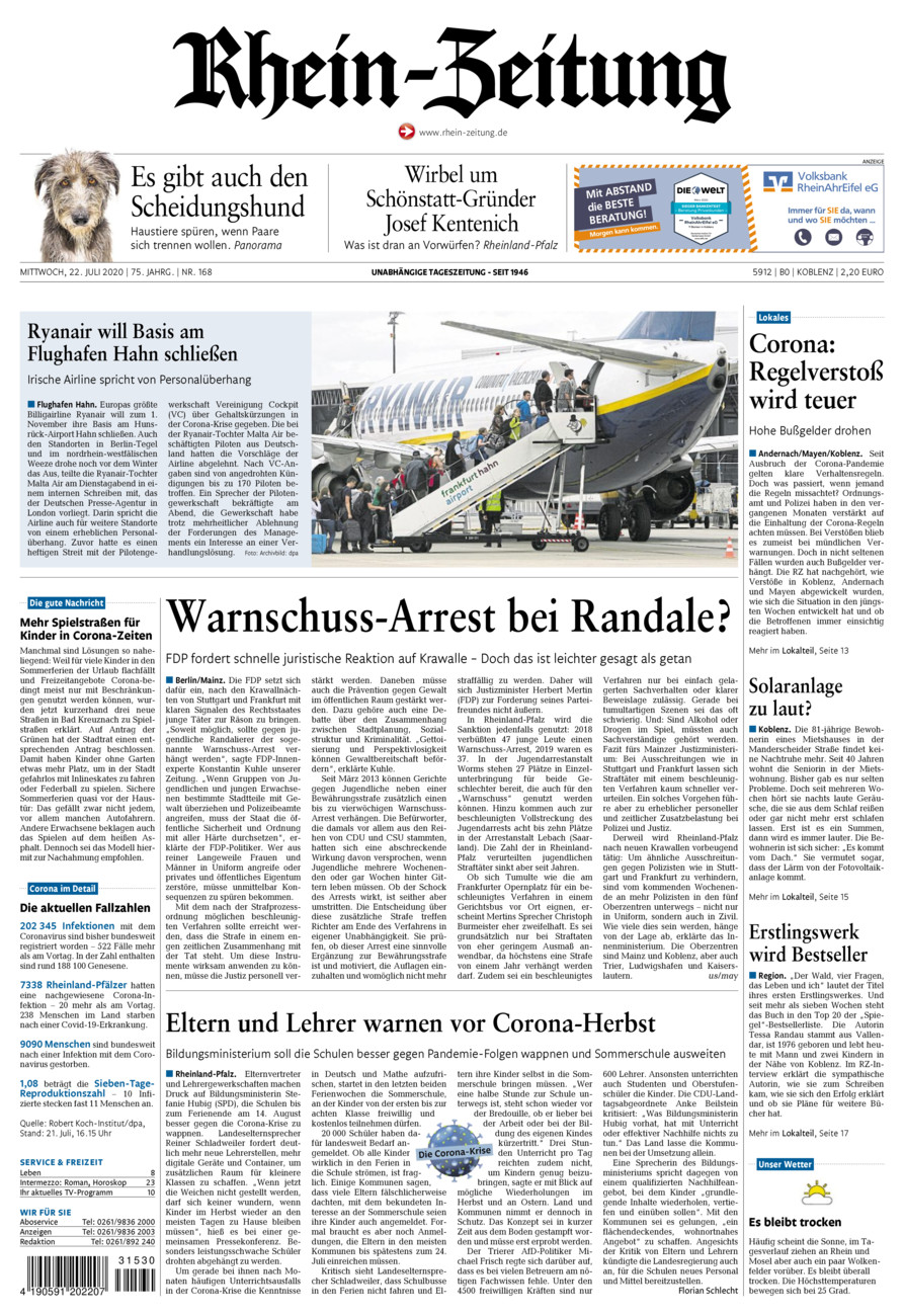 Rhein-Zeitung Koblenz & Region vom Mittwoch, 22.07.2020