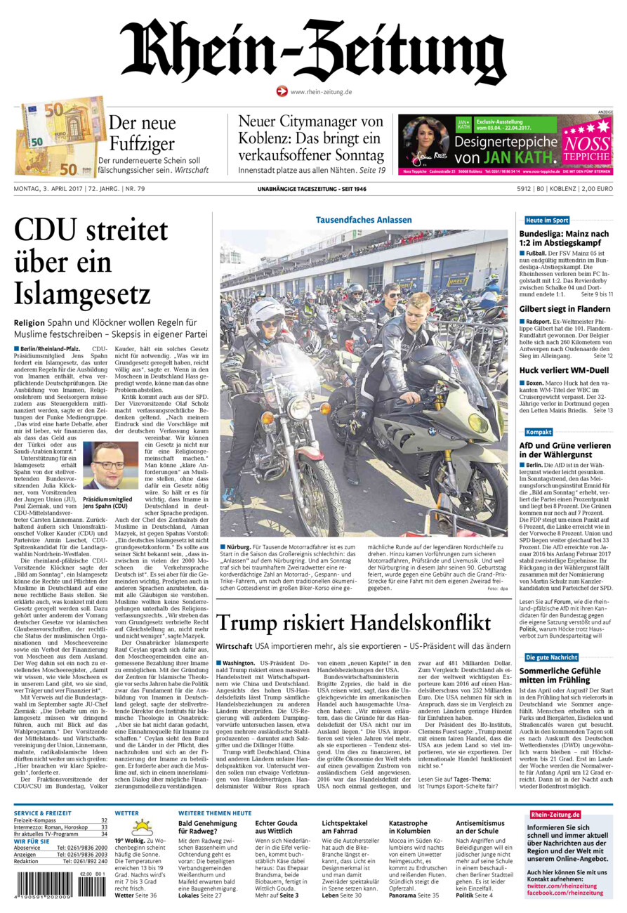 Rhein-Zeitung Koblenz & Region vom Montag, 03.04.2017