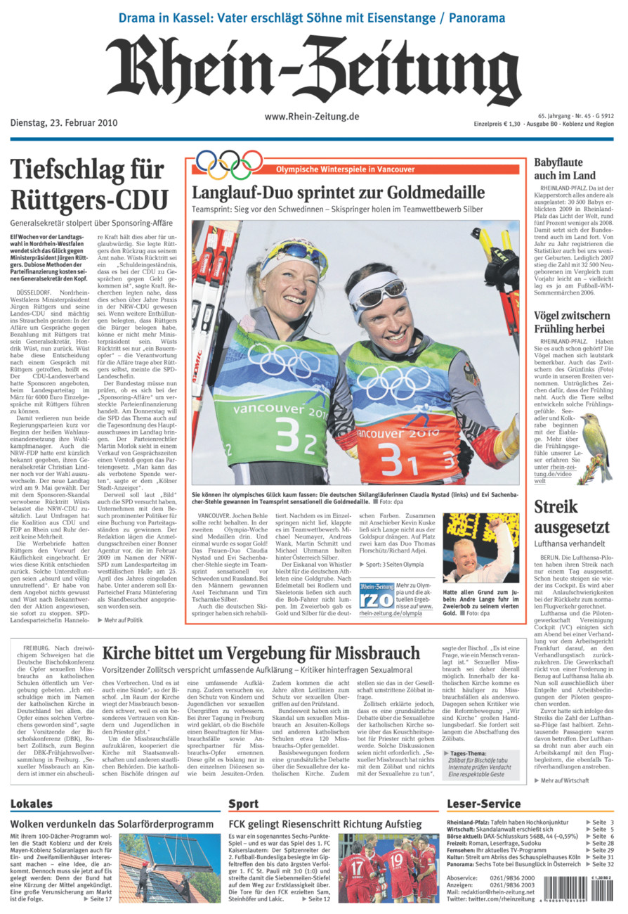 Rhein-Zeitung Koblenz & Region vom Dienstag, 23.02.2010