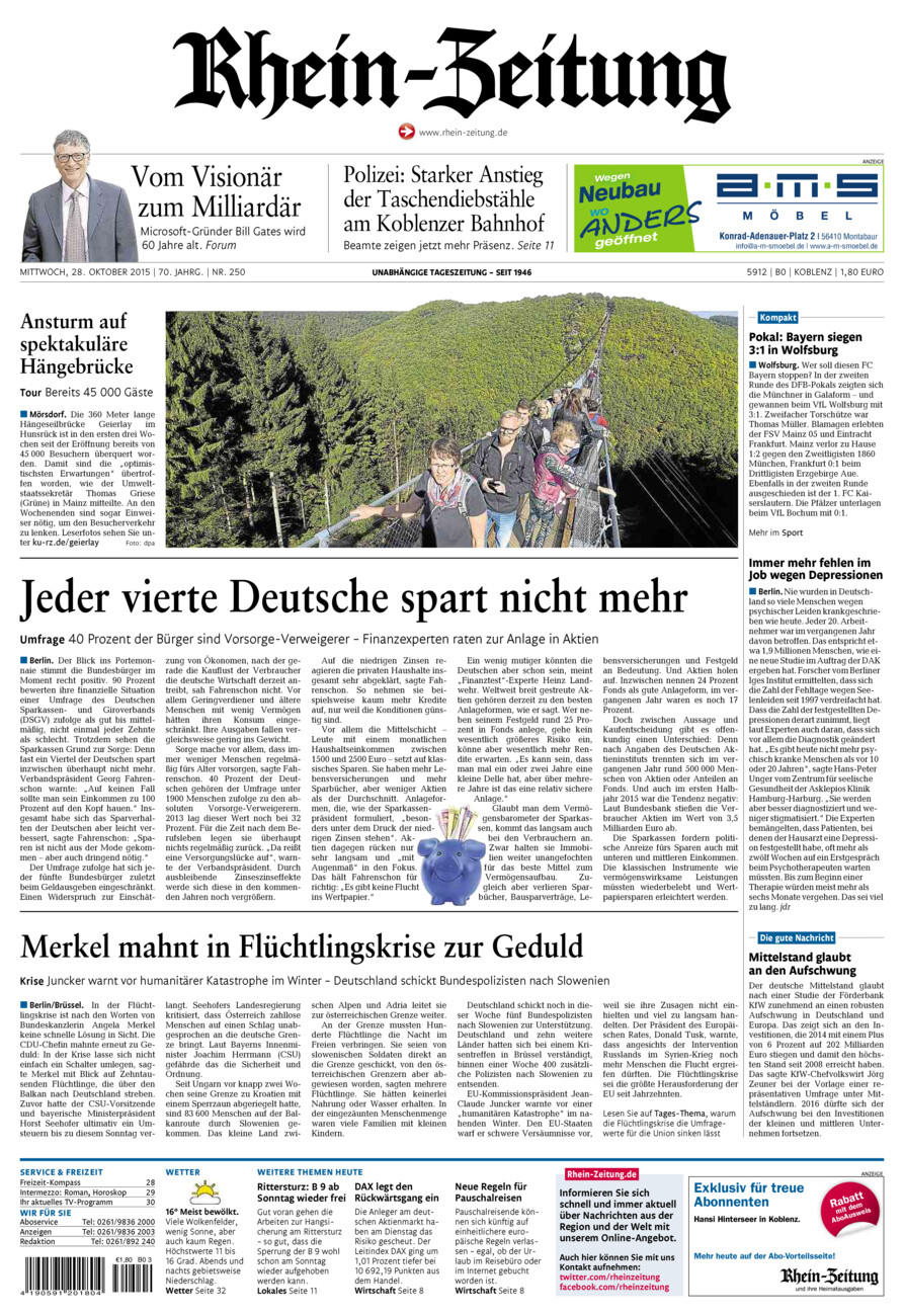 Rhein-Zeitung Koblenz & Region vom Mittwoch, 28.10.2015