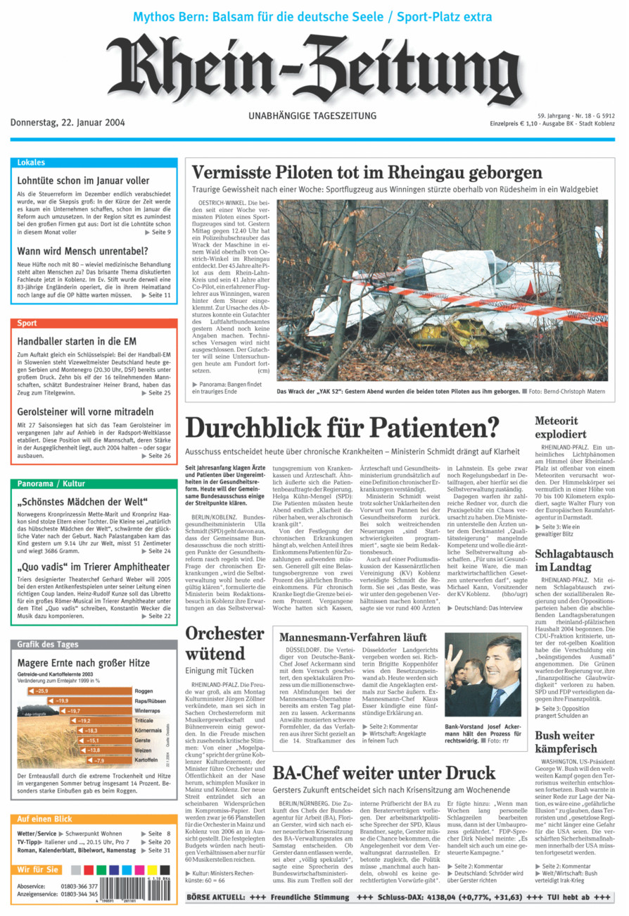Rhein-Zeitung Koblenz & Region vom Donnerstag, 22.01.2004