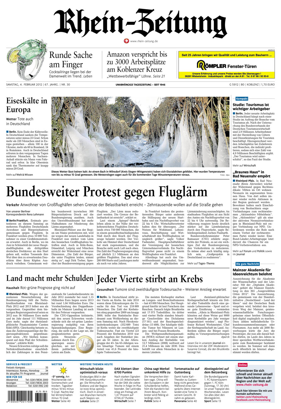 Rhein-Zeitung Koblenz & Region vom Samstag, 04.02.2012