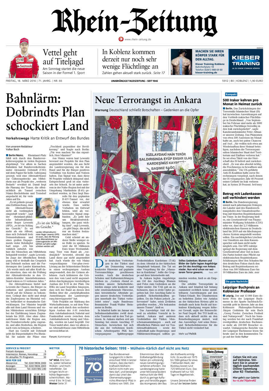 Rhein-Zeitung Koblenz & Region vom Freitag, 18.03.2016