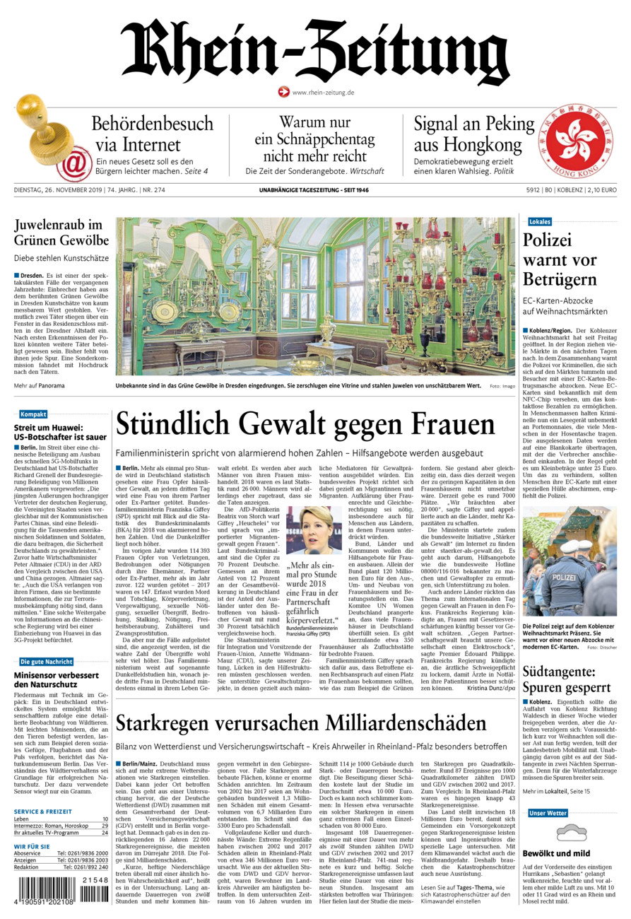 Rhein-Zeitung Koblenz & Region vom Dienstag, 26.11.2019