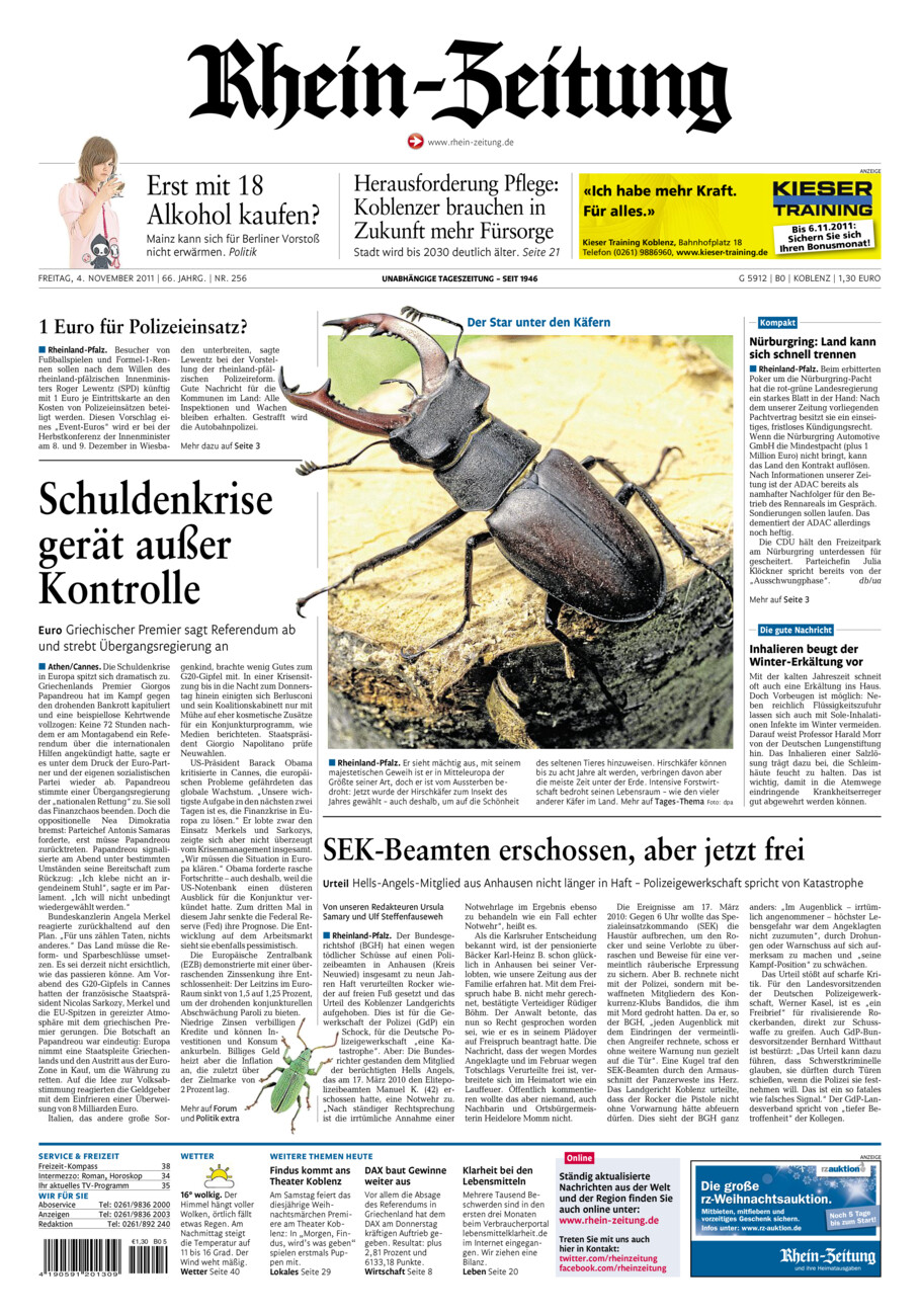 Rhein-Zeitung Koblenz & Region vom Freitag, 04.11.2011