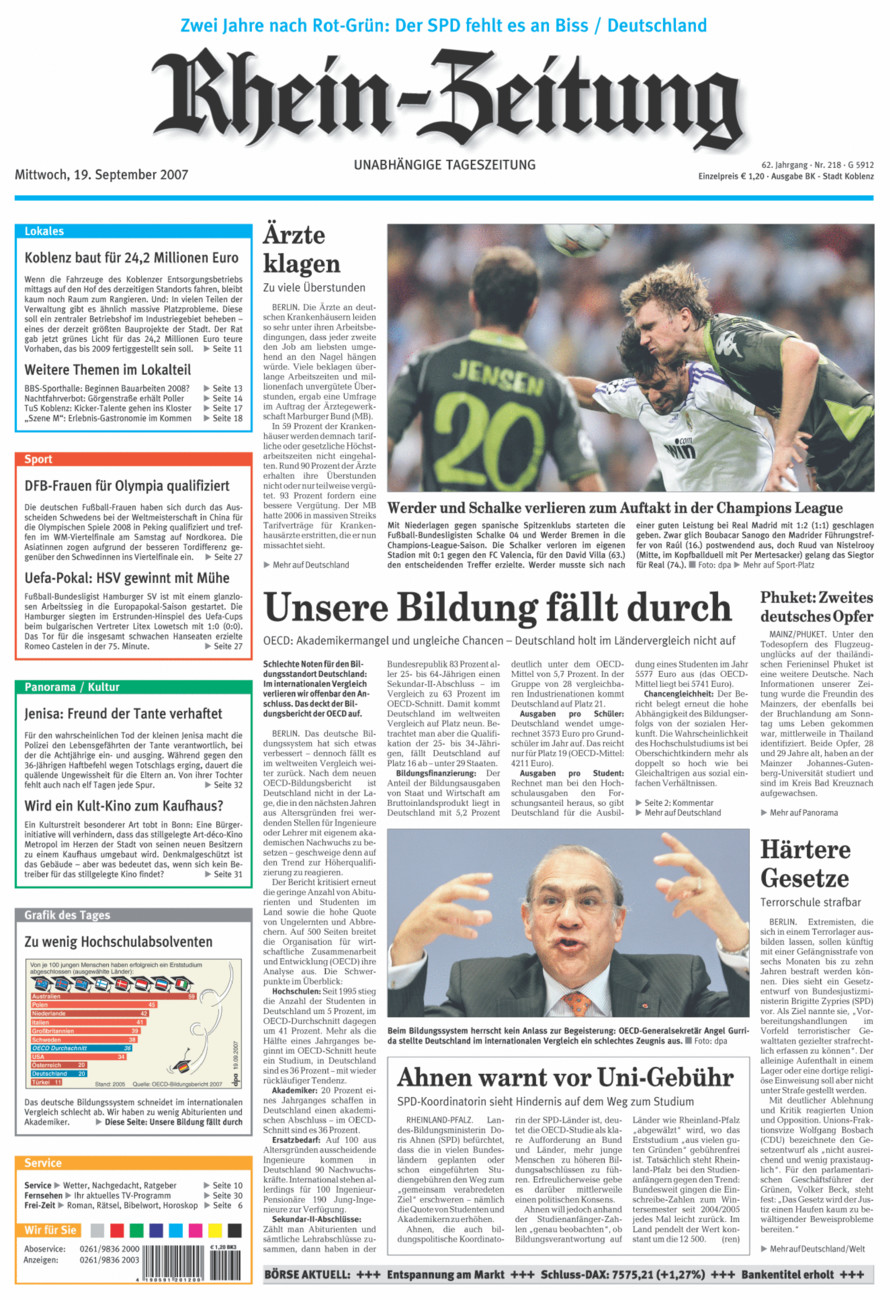Rhein-Zeitung Koblenz & Region vom Mittwoch, 19.09.2007