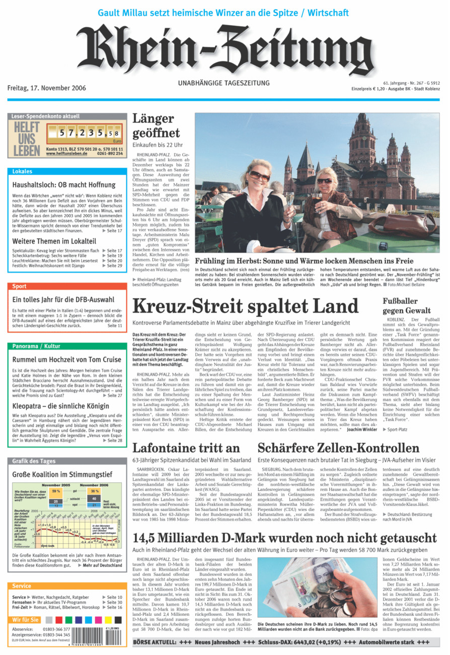 Rhein-Zeitung Koblenz & Region vom Freitag, 17.11.2006