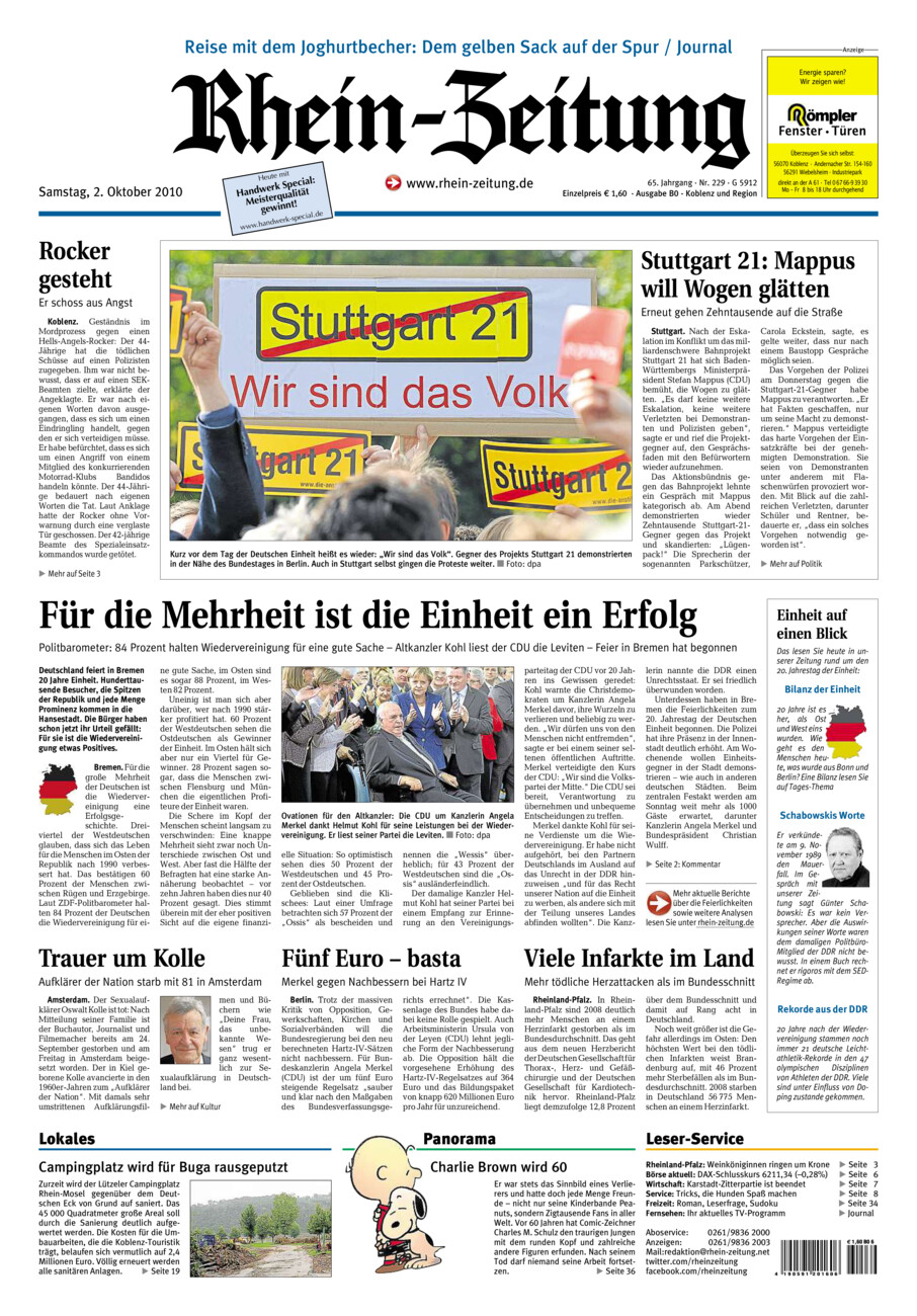 Rhein-Zeitung Koblenz & Region vom Samstag, 02.10.2010