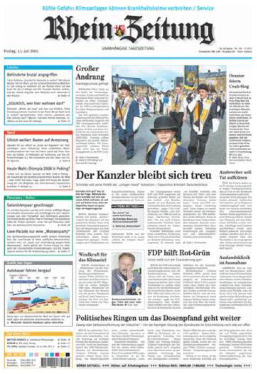 Rhein-Zeitung Koblenz & Region vom Freitag, 13.07.2001