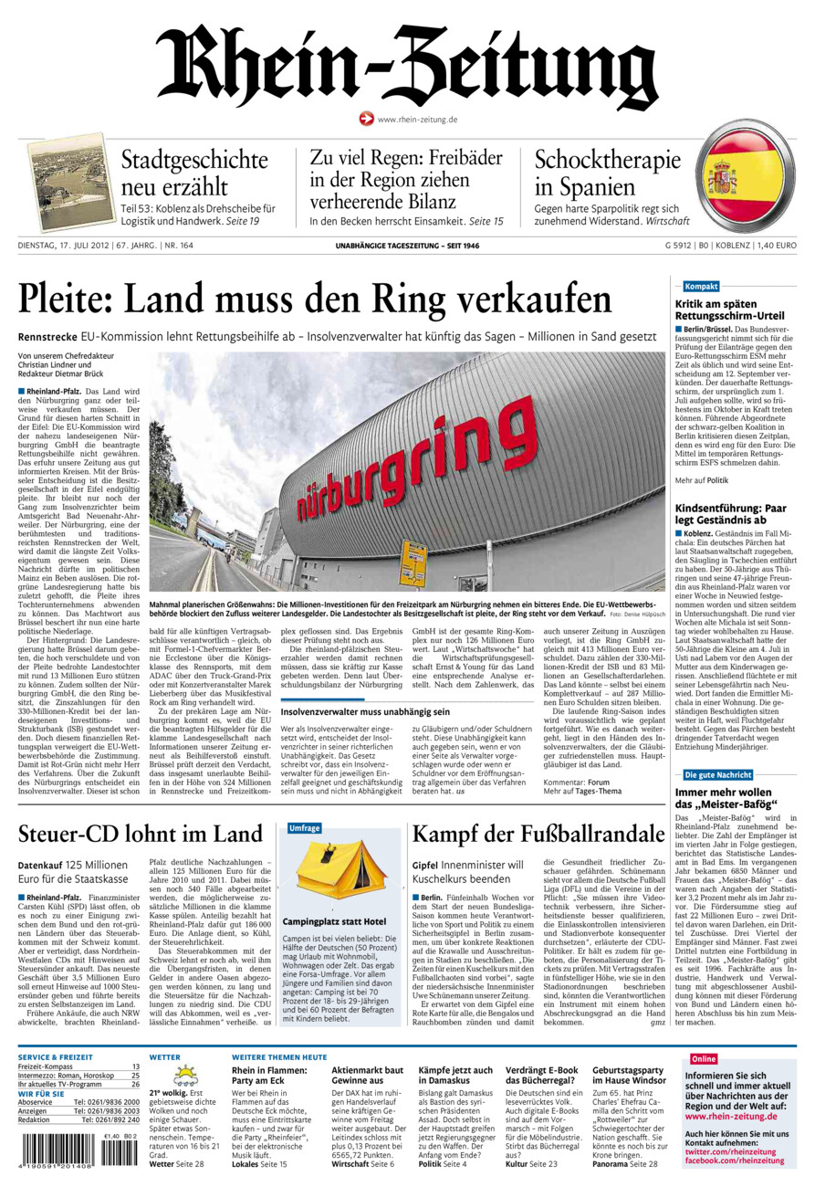 Rhein-Zeitung Koblenz & Region vom Dienstag, 17.07.2012