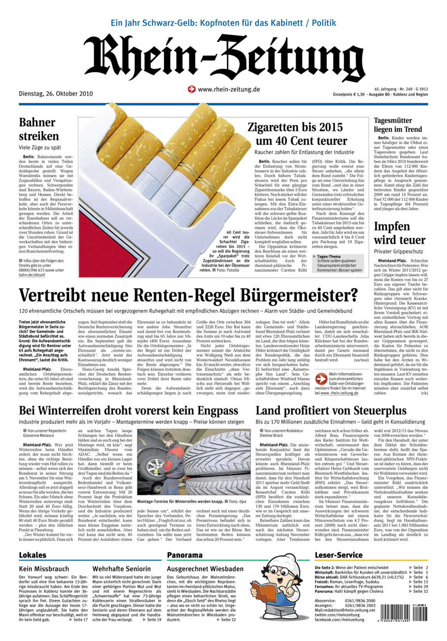 Rhein-Zeitung Koblenz & Region vom Dienstag, 26.10.2010