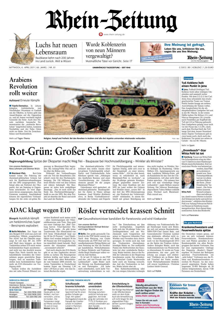 Rhein-Zeitung Koblenz & Region vom Mittwoch, 06.04.2011