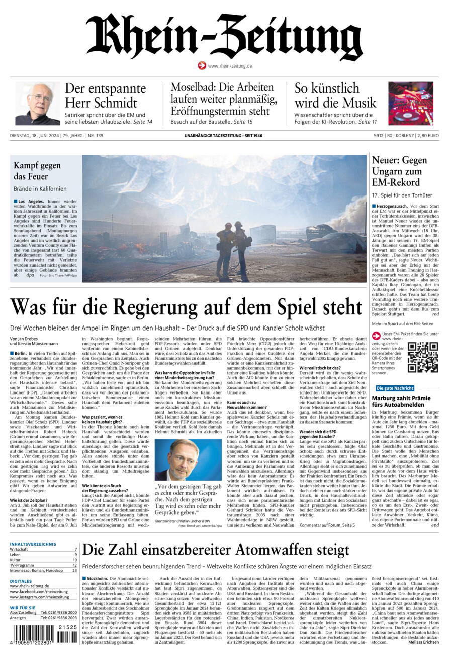 Rhein-Zeitung Koblenz & Region vom Dienstag, 18.06.2024