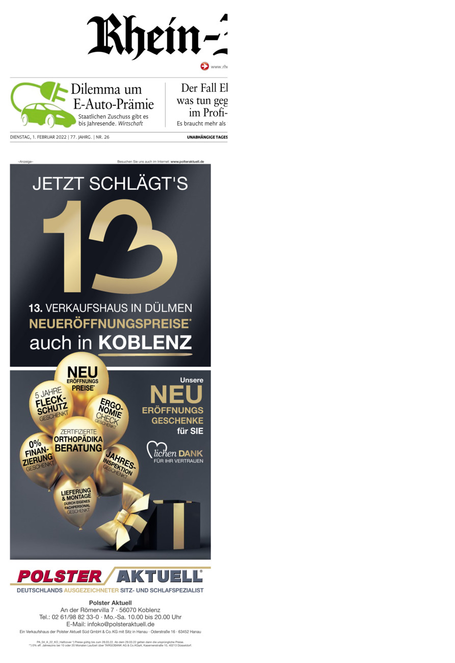 Rhein-Zeitung Koblenz & Region vom Dienstag, 01.02.2022