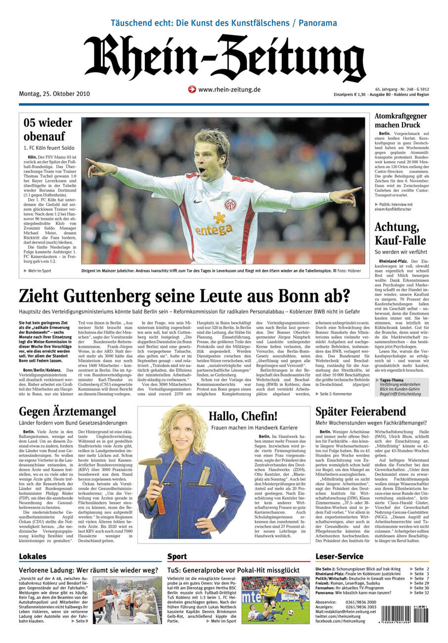 Rhein-Zeitung Koblenz & Region vom Montag, 25.10.2010