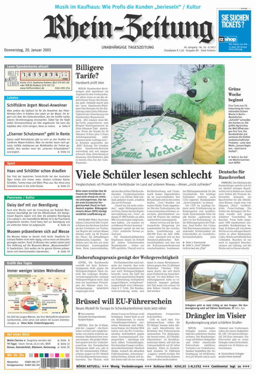 Rhein-Zeitung Koblenz & Region vom Donnerstag, 20.01.2005