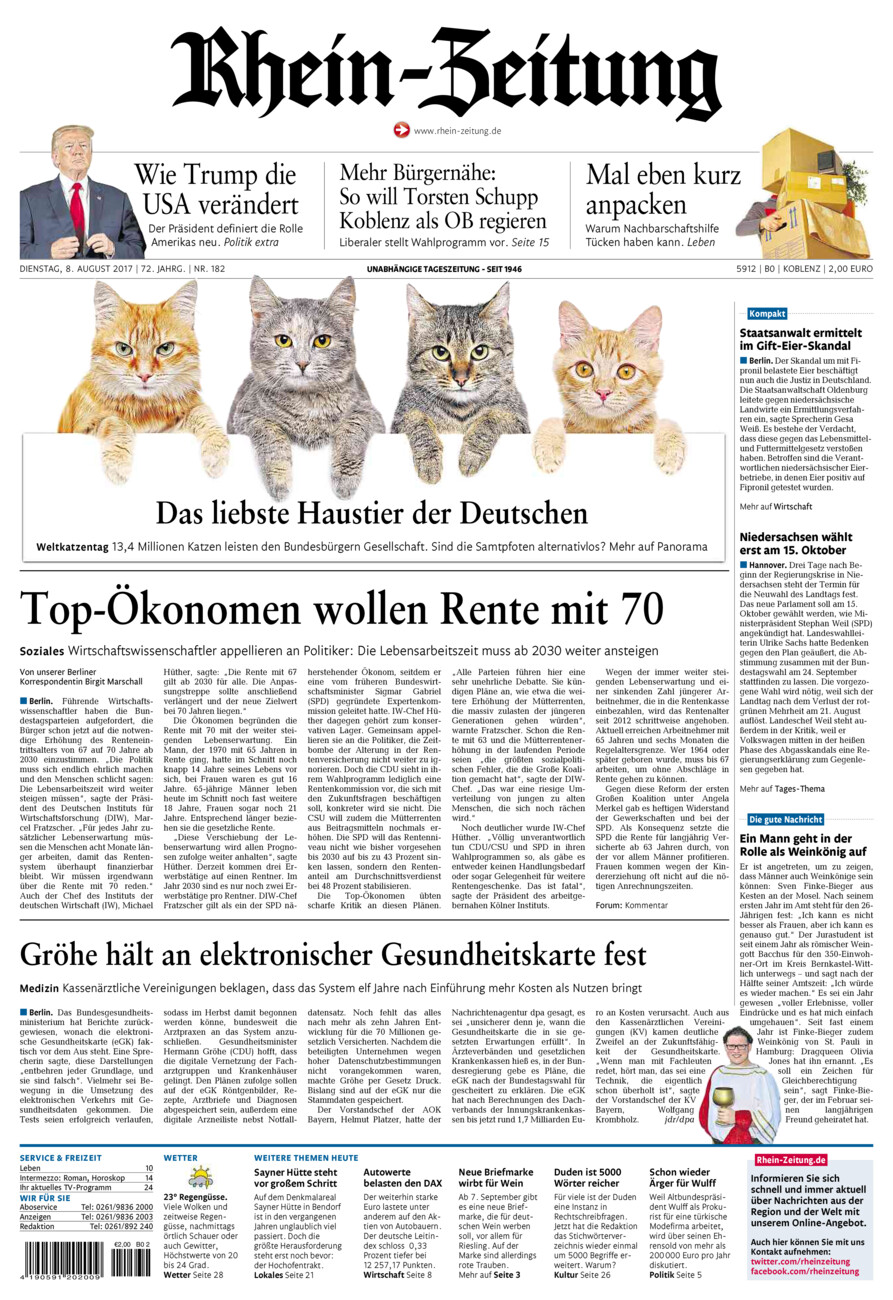 Rhein-Zeitung Koblenz & Region vom Dienstag, 08.08.2017