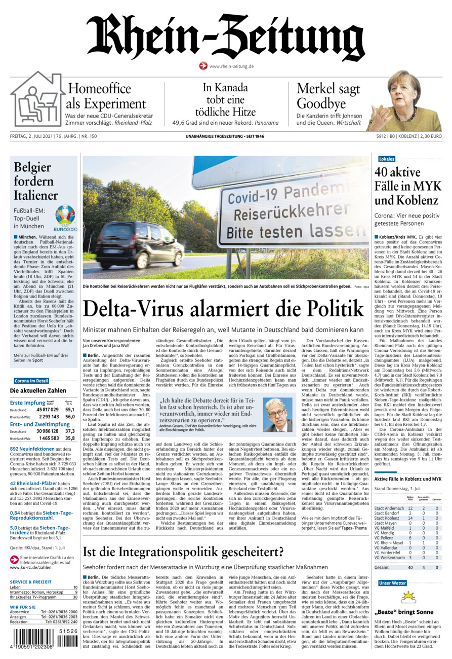 Rhein-Zeitung Koblenz & Region vom Freitag, 02.07.2021