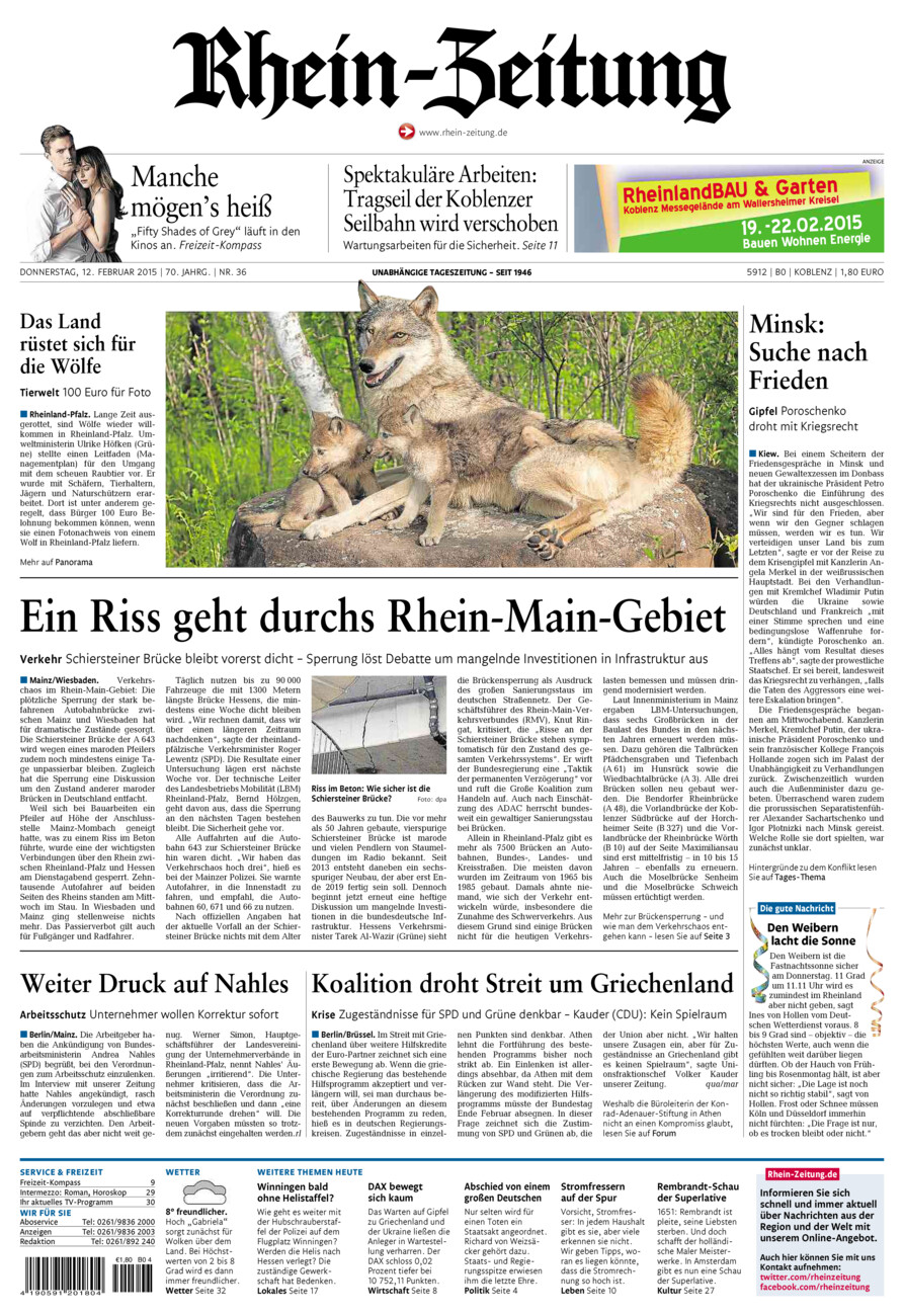 Rhein-Zeitung Koblenz & Region vom Donnerstag, 12.02.2015