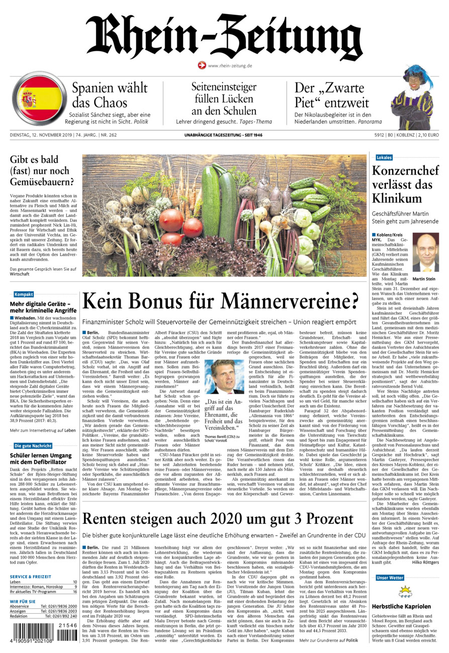 Rhein-Zeitung Koblenz & Region vom Dienstag, 12.11.2019