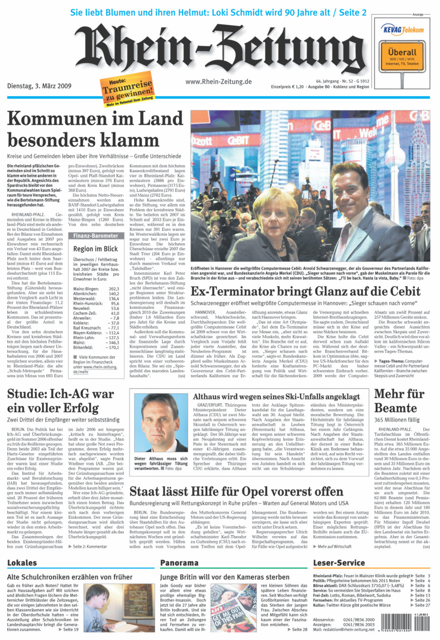 Rhein-Zeitung Koblenz & Region vom Dienstag, 03.03.2009