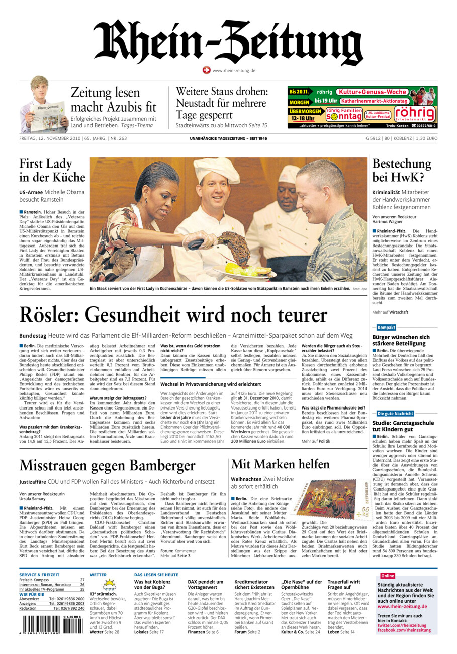 Rhein-Zeitung Koblenz & Region vom Freitag, 12.11.2010