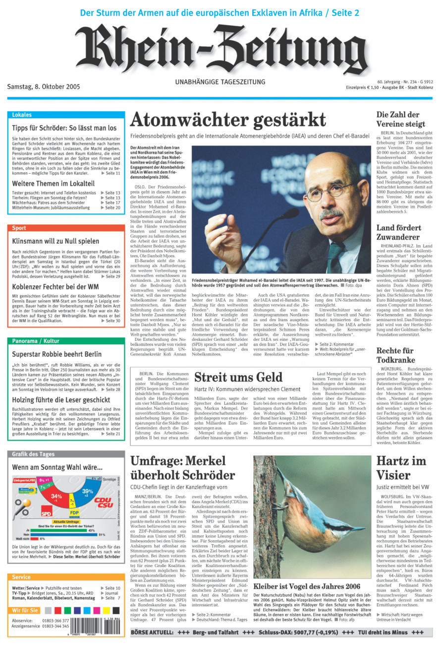 Rhein-Zeitung Koblenz & Region vom Samstag, 08.10.2005