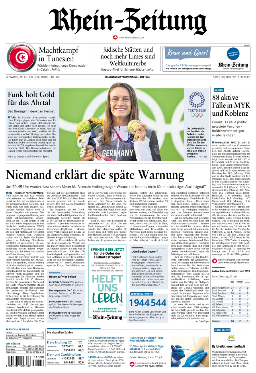 Rhein-Zeitung Koblenz & Region vom Mittwoch, 28.07.2021