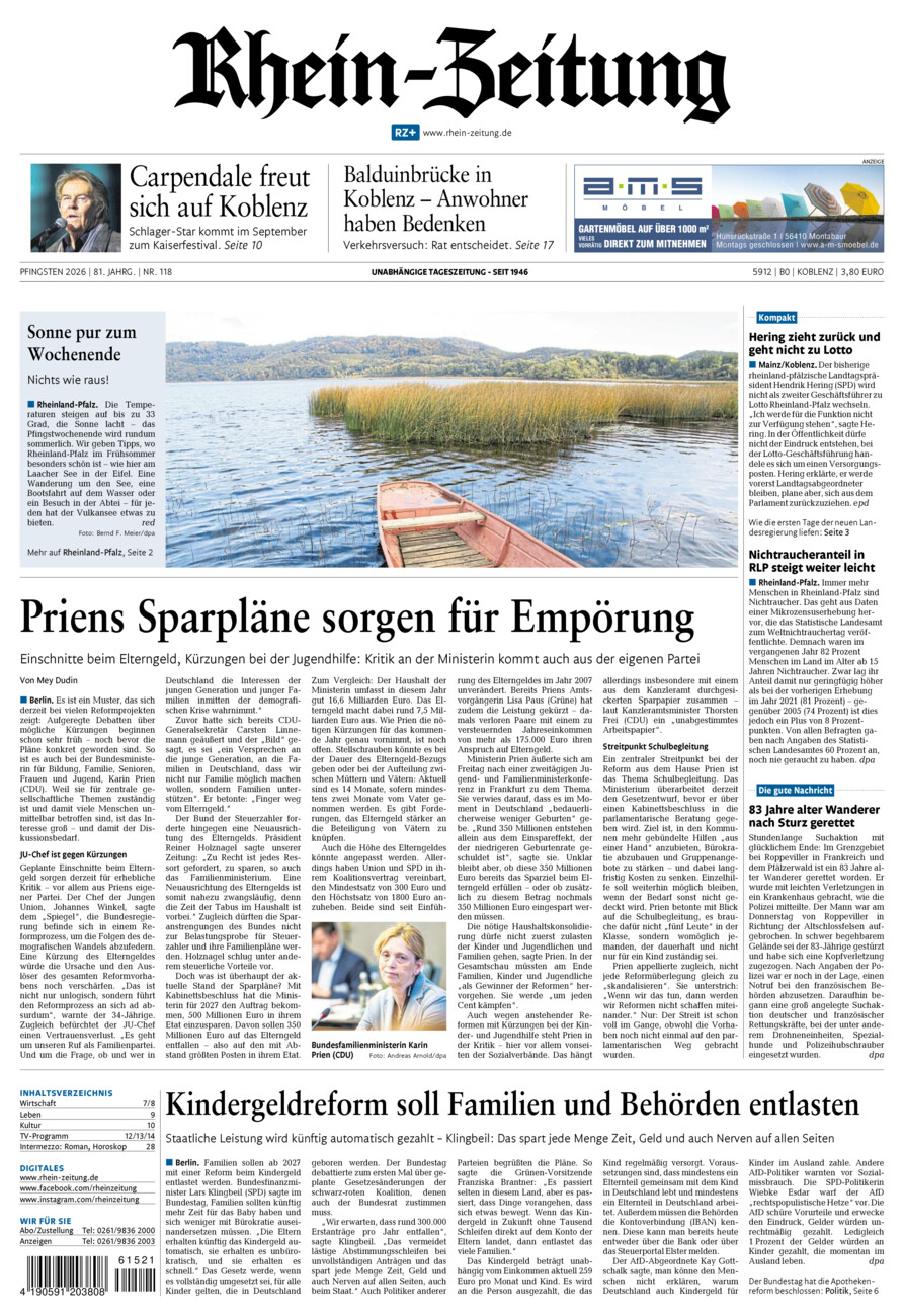 Rhein-Zeitung Koblenz & Region vom Samstag, 23.05.2026