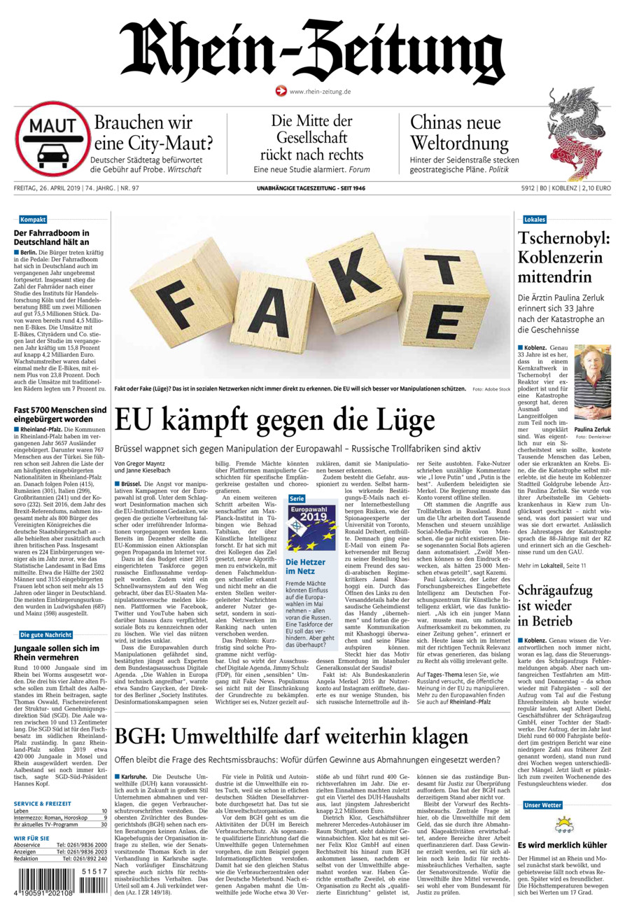 Rhein-Zeitung Koblenz & Region vom Freitag, 26.04.2019