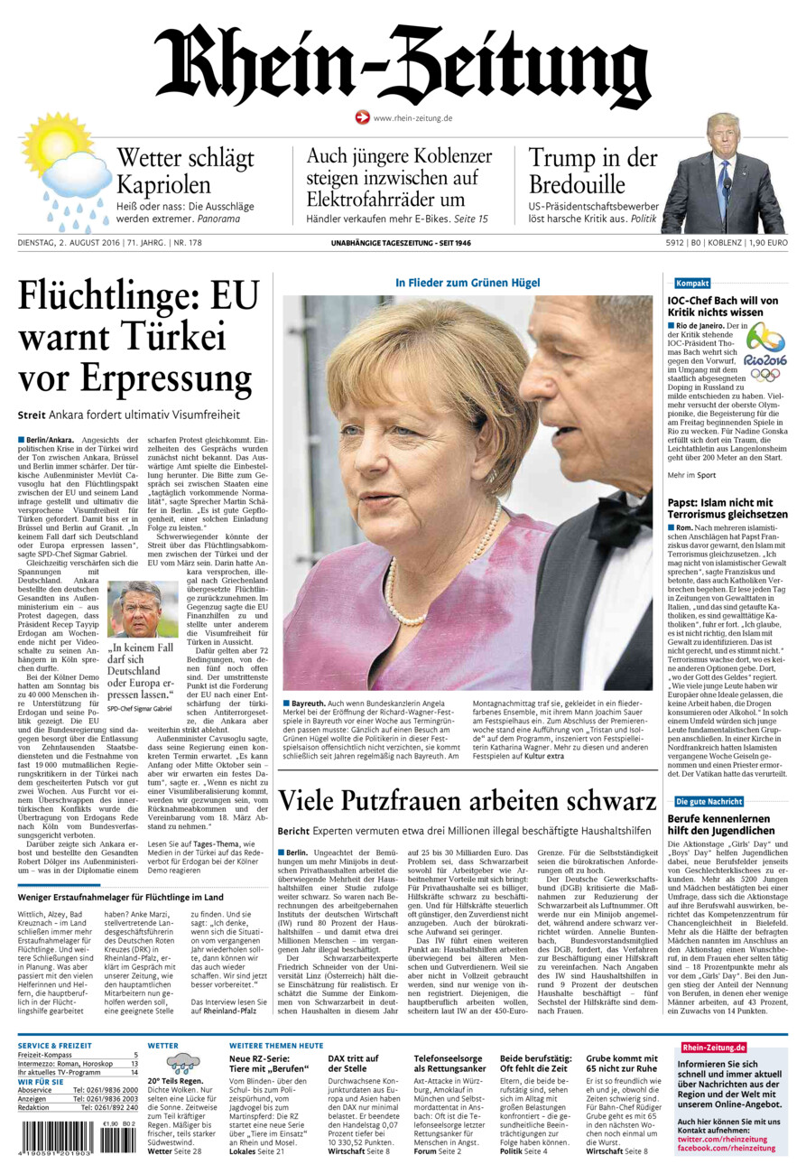 Rhein-Zeitung Koblenz & Region vom Dienstag, 02.08.2016