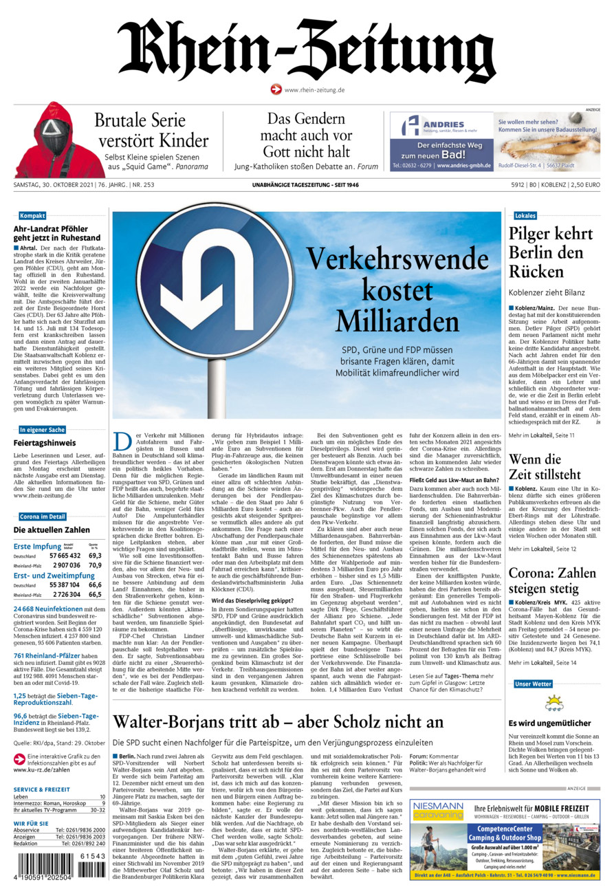 Rhein-Zeitung Koblenz & Region vom Samstag, 30.10.2021
