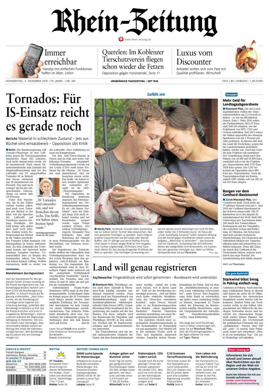 Rhein-Zeitung Koblenz & Region vom Donnerstag, 03.12.2015