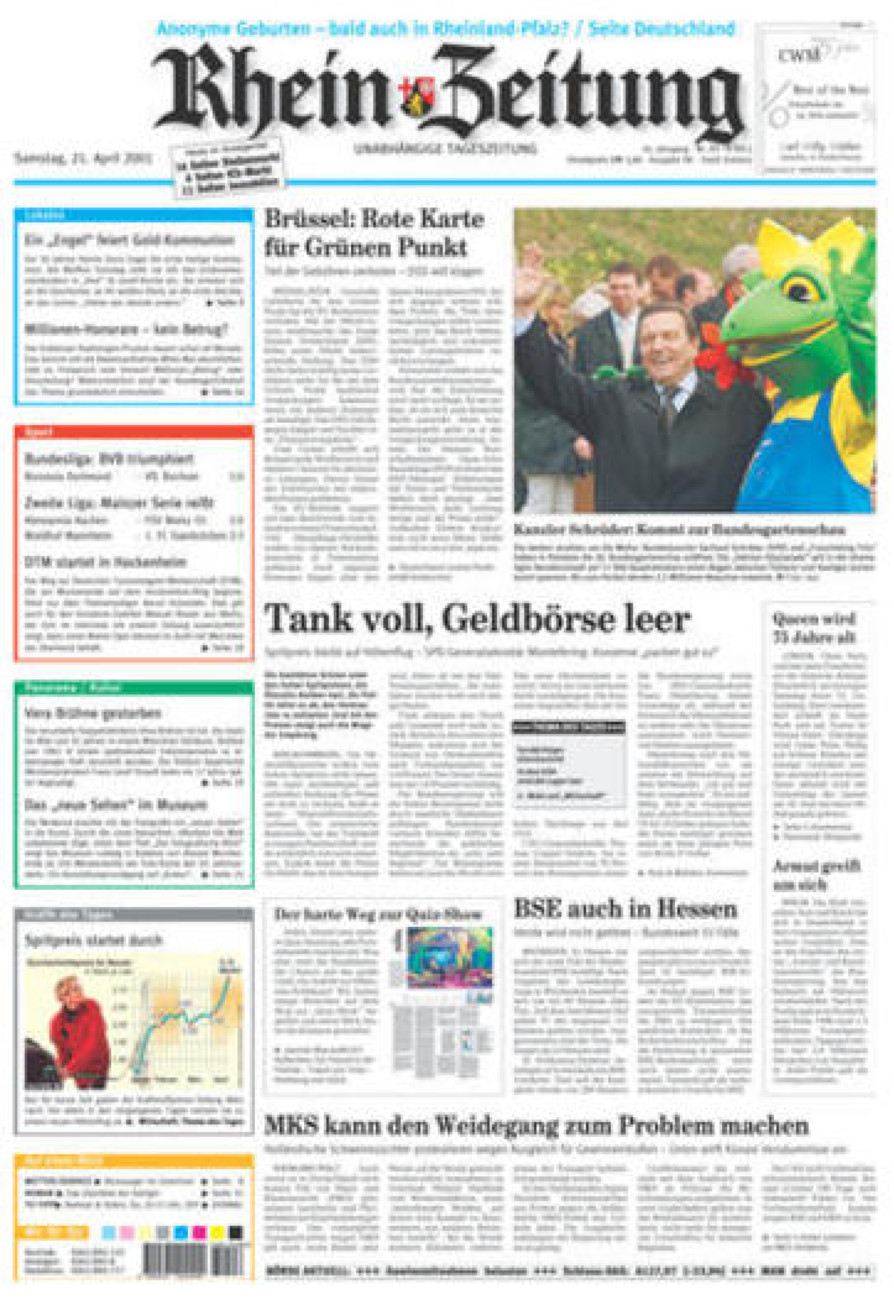 Rhein-Zeitung Koblenz & Region vom Samstag, 21.04.2001