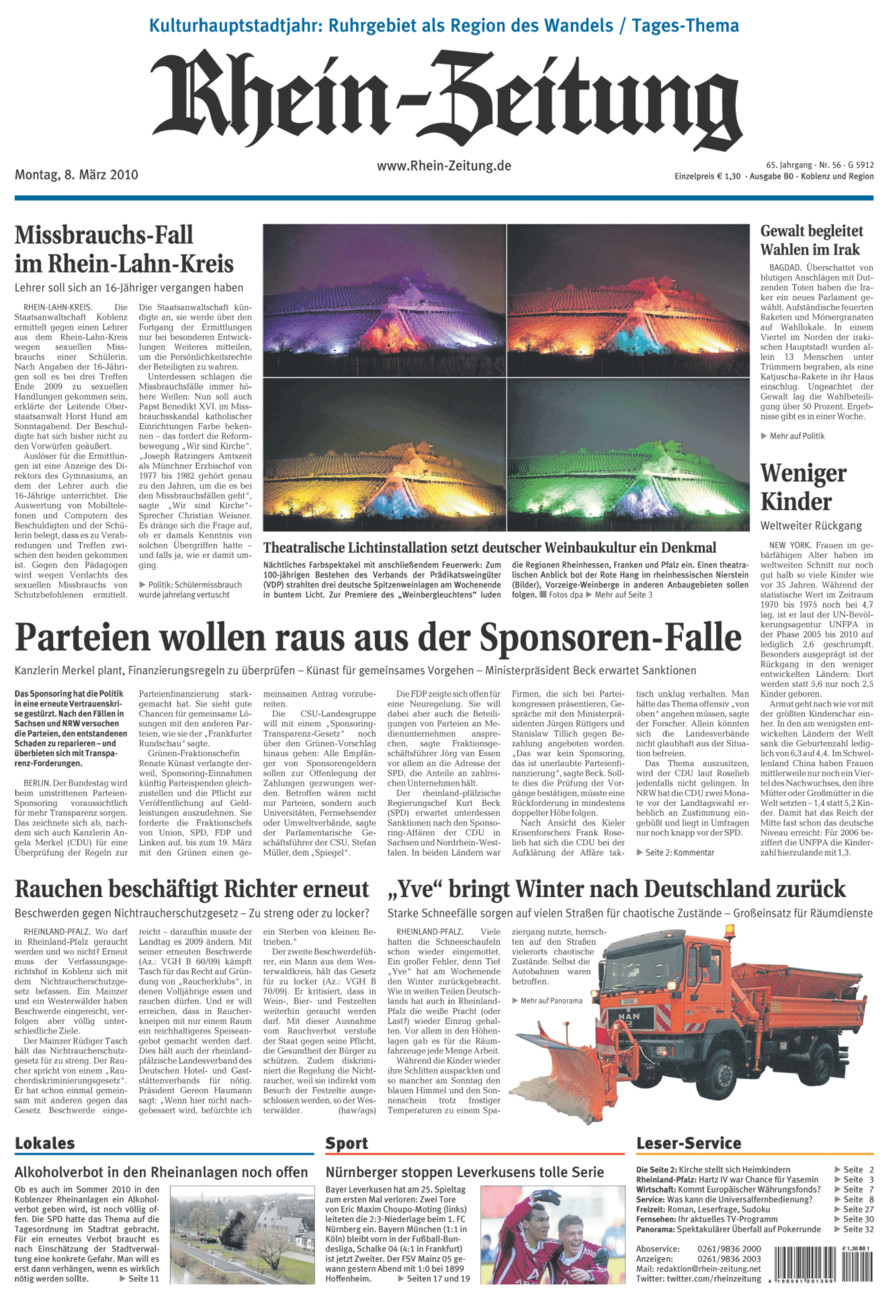 Rhein-Zeitung Koblenz & Region vom Montag, 08.03.2010