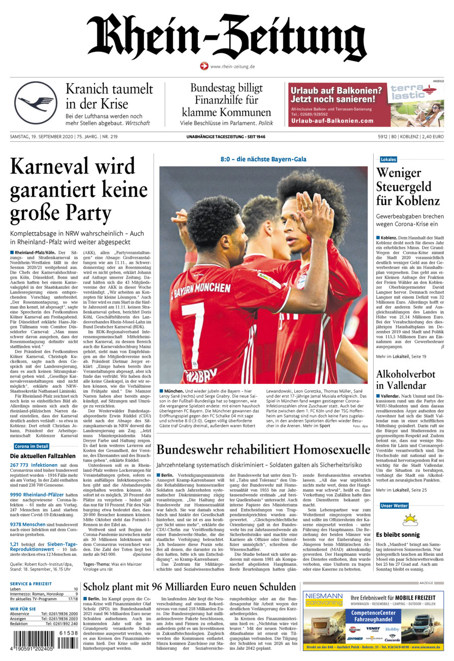 Rhein-Zeitung Koblenz & Region vom Samstag, 19.09.2020