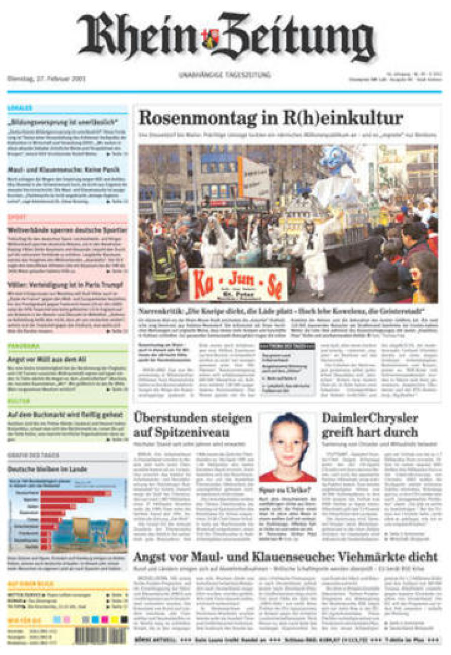 Rhein-Zeitung Koblenz & Region vom Dienstag, 27.02.2001