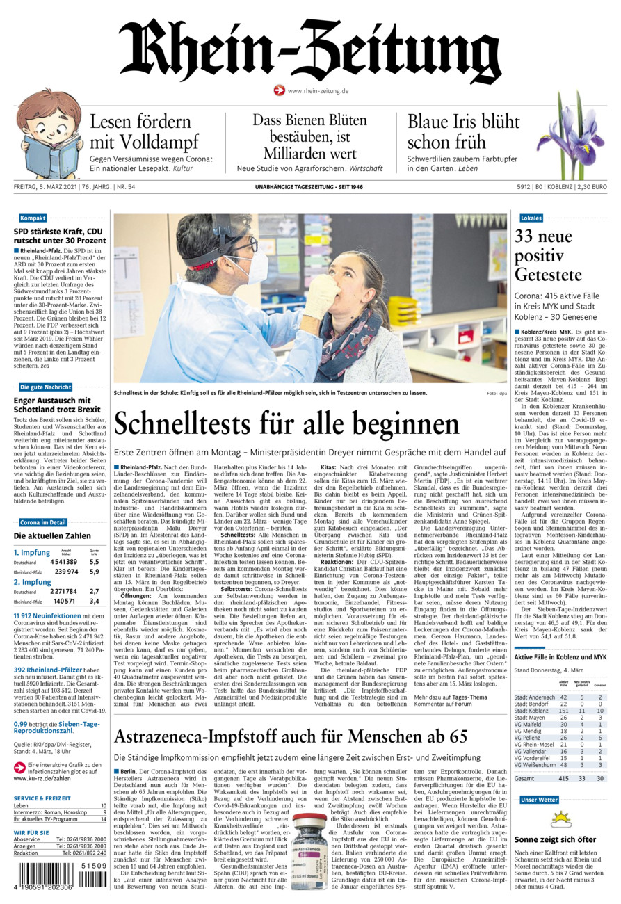 Rhein-Zeitung Koblenz & Region vom Freitag, 05.03.2021