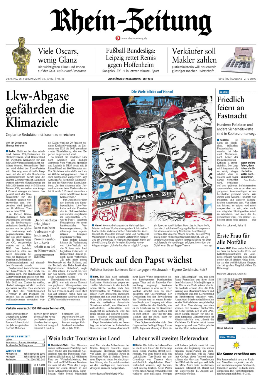Rhein-Zeitung Koblenz & Region vom Dienstag, 26.02.2019