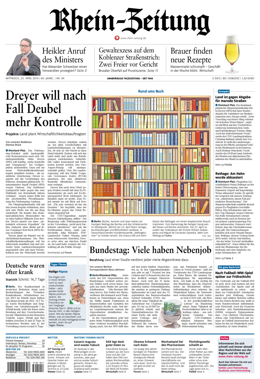 Rhein-Zeitung Koblenz & Region vom Mittwoch, 23.04.2014