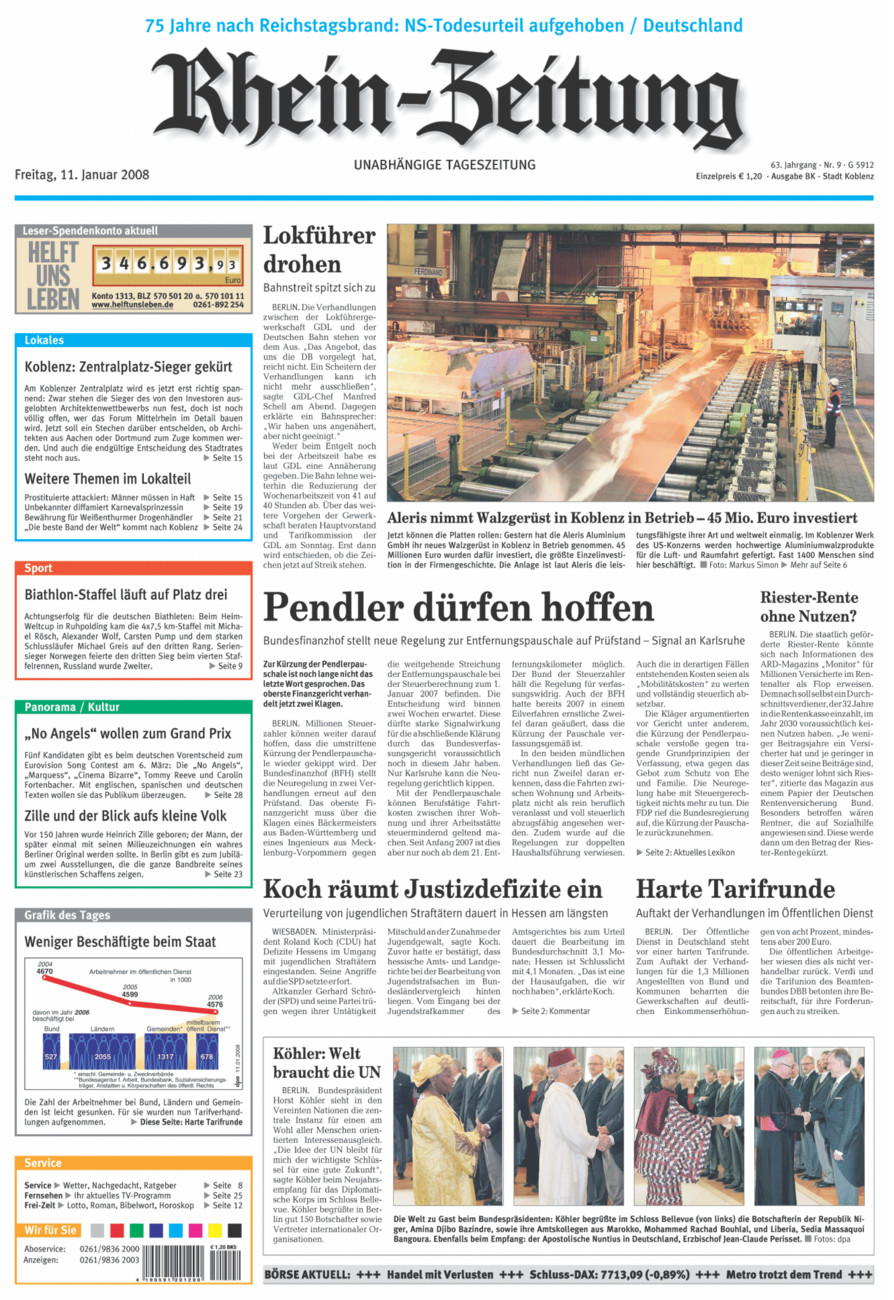 Rhein-Zeitung Koblenz & Region vom Freitag, 11.01.2008