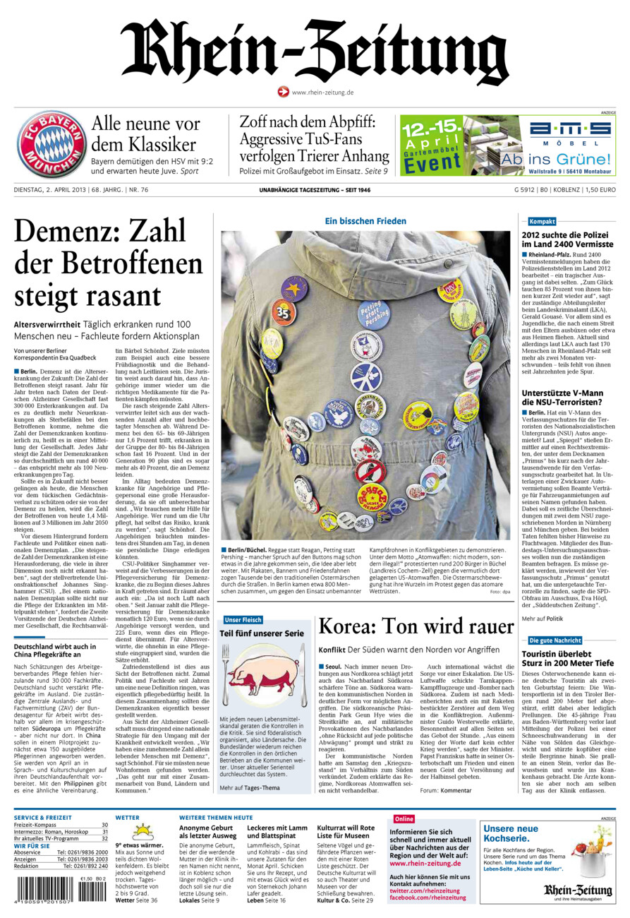 Rhein-Zeitung Koblenz & Region vom Dienstag, 02.04.2013