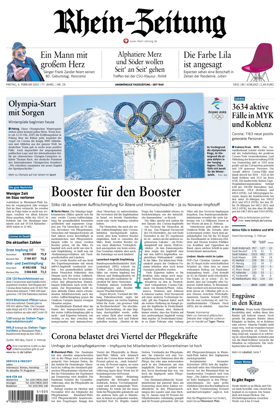 Rhein-Zeitung Koblenz & Region vom Freitag, 04.02.2022