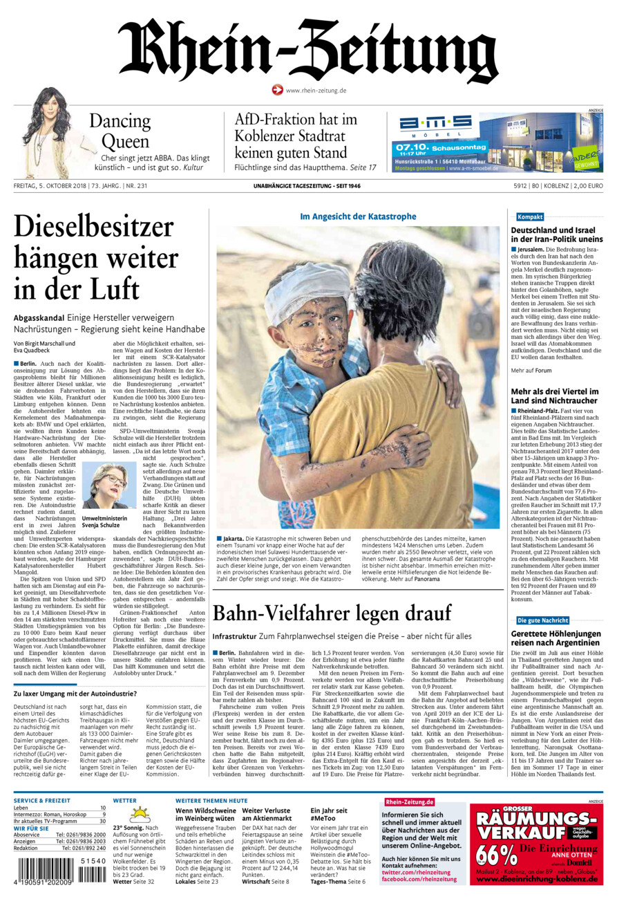 Rhein-Zeitung Koblenz & Region vom Freitag, 05.10.2018