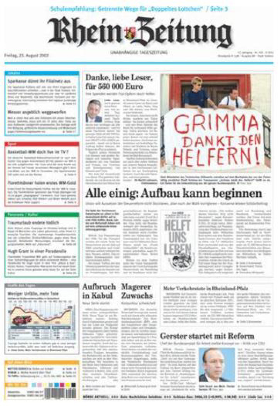 Rhein-Zeitung Koblenz & Region vom Freitag, 23.08.2002
