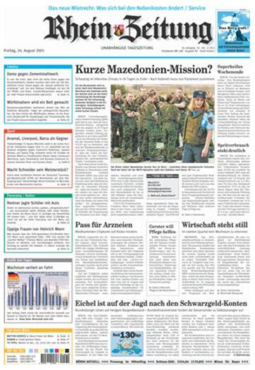 Rhein-Zeitung Koblenz & Region vom Freitag, 24.08.2001