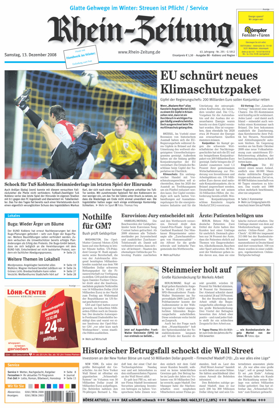 Rhein-Zeitung Koblenz & Region vom Samstag, 13.12.2008